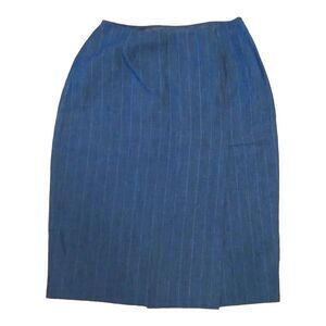 Merona Womens Pencil Skirt Tulip Blue Pinstriped Linen Mini Mid Rise 4 New